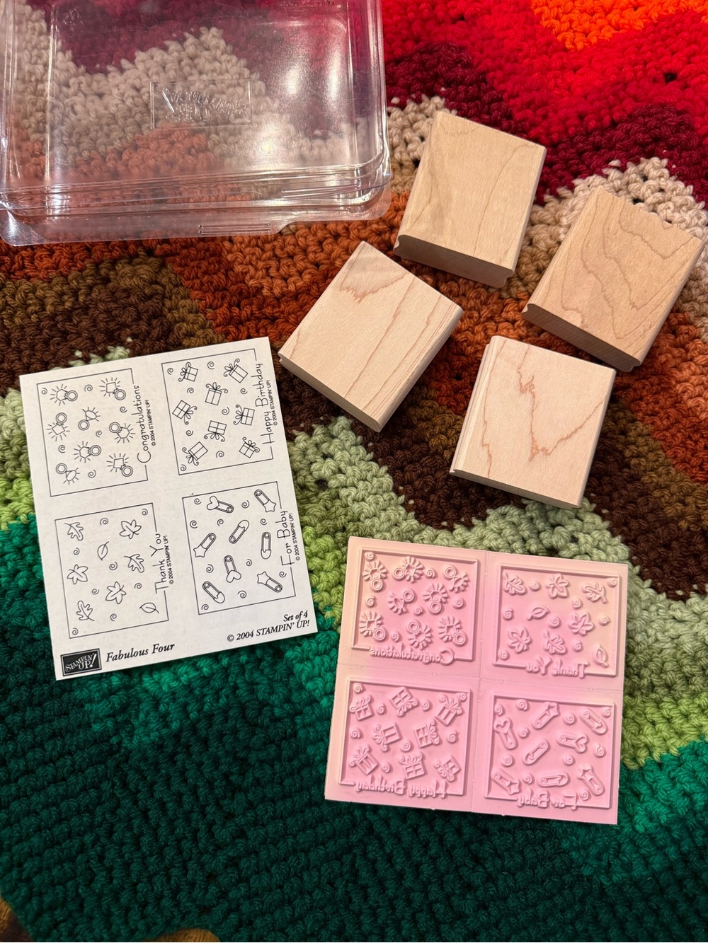 Stampin' Up Fabulous Four Cardmaking Craft Party Set/4 stamps Birthday Baby Fall